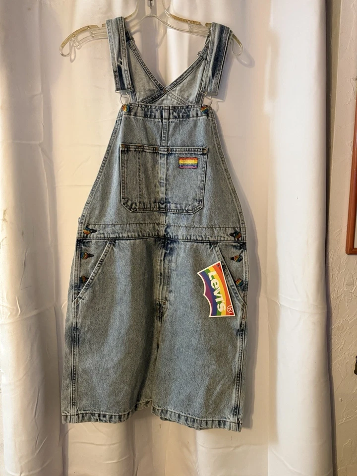 Levi's Pride Liberation Blue Denim Romper Jumper Shortalls Overalls Large