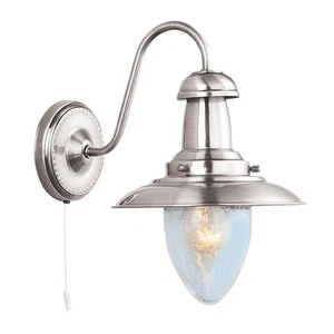 Applique Classica Fisher Man Acciaio Argento Vetro 1 Luce E27 - Foto 1 di 2