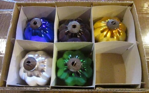 5 Beautiful Antique Kugel Style Mercury Glass Christmas Ornaments Made in Poland - Picture 1 of 5