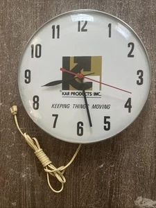Vintage KAR PRODUCTS INC “ Keeping Things Moving “ Wall Clock - Working - Picture 1 of 7