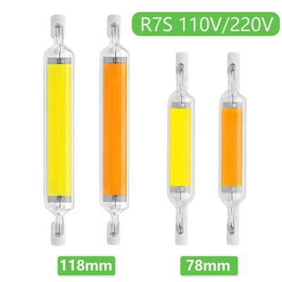 78mm 118mm R7s LED Bulb Ceramic Glass Tube Light COB  7W 12W 15W 25W 220V/110V - Image 1 of 4