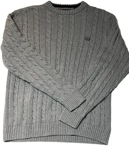 Vintage Chaps Gray Cable Knit Sweater Men S / M 100% Cotton - Picture 1 of 16