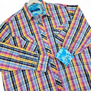 Georg Roth Mens 2XB Plaid Western Shirt Colorful Floral Lined Pearl Snap Turkey - Picture 1 of 10