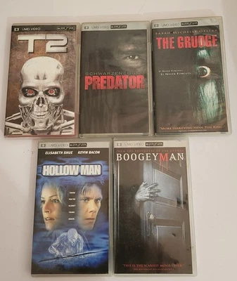 Sony PSP UMD Video Movie Bundle Lot -Predator, The Grudge, Boogeyman, Hollow Man Foto 1 de 2