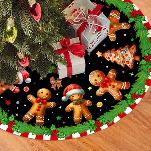 Falda de árbol de pan de jengibre, falda de árbol de Navidad roja faldas de árbol de Navidad estera 36 pulgadas f... - Imagen 1 de 8