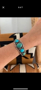 WUNDERSCHÖNE Türkis Manschette Carolyn Pollack Sterlingsilber Royston Armreif Armband - Bild 1 von 6