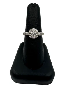 10K White Gold Approx 0.71Ct Diamond Cluster Ring Size 8.25, 2.6dwt - Picture 1 of 10