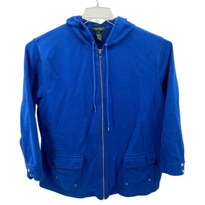 Lauren Jeans Co Ralph Lauren Hoodie-Jacke blau Baumwolle durchgehender Reißverschluss 2X - Bild 1 von 8
