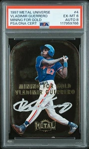1997 Metal Universe Mining For Gold Vladimir Guerrero #4 PSA 6 Auto 8 - Picture 1 of 2