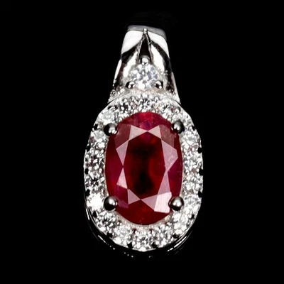 925 Sterling Silver Pendant Oval Ruby 6x4mm Natural Gemstone Jewelry - Image 1 of 4