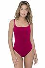 MSRP $128 Profile by Gottex Side Detail Scoop Neck One Piece Moto Ruby, 8