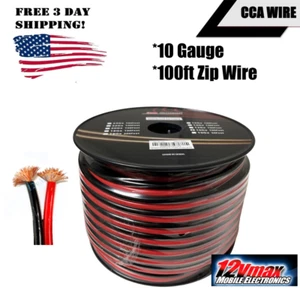 10 Ga Gauge 100 Feet CCA Copper Clad Aluminum Red Black 2 Conductor Zip Cable - Picture 1 of 4