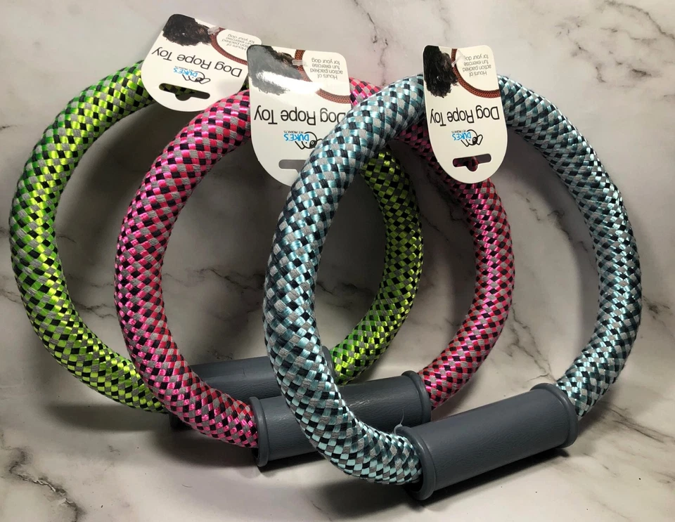 Duke's 9.5" Jumbo Cuerda Redonda Mascota Tirar Juguete con Mango de Plástico NUEVO Foto 1 de 1