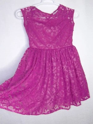 American Girl Kids Girls 12 Dress Hot Pink Pleather Applique Scroll Damask - Image 1 of 4