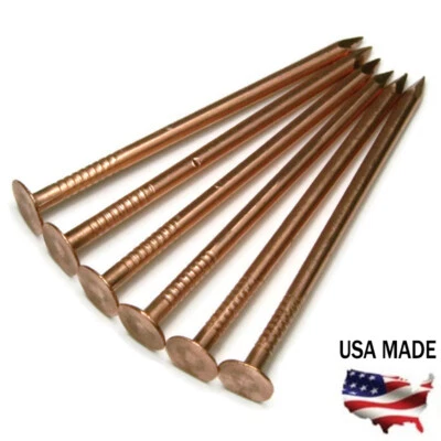 10 Gauge Copper Roofing Nails Smooth Shank Diamond Point - Choose Length & QTY - Image 1 of 4