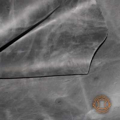 Crazy Horse Charcoal Black Distressed Leather Hide Thickness 1.6 mm/ 4 oz - Image 1 of 4