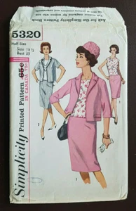 S-5320 1960's Skirt Overblouse Jacket Sewing Pattern Simplicity SZ 18½ Bust 39  - Picture 1 of 5
