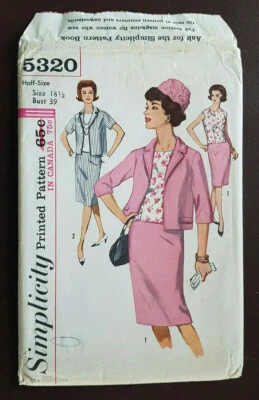 S-5320 1960's Skirt Overblouse Jacket Sewing Pattern Simplicity SZ 18½ Bust 39  - Image 1 of 4