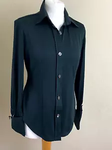 Camisa blusa vintage años 90 HELEN STOREY verde esmeralda oscuro metálica talla PEQUEÑA - Imagen 1 de 11