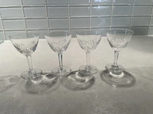 Val St. Lambert Ouchy Pattern Crystal Sherry glasses Lots of 4 - Bild 1 von 3