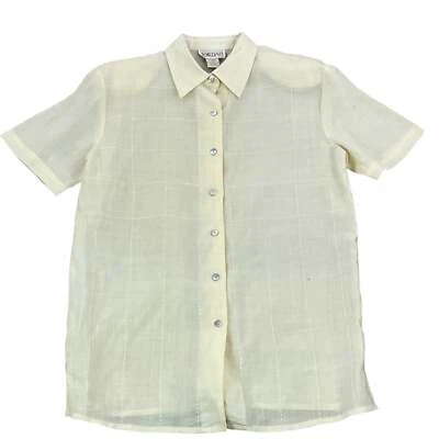 Vintage 100% Linen Embroidered Button Up Short Sleeve Shirt Size M - Image 1 of 4