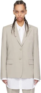 HELMUT LANG Size 0 Classic Blazer Womens Jacket Sand Virgin Wool Peak Lapel $695 - Picture 1 of 10