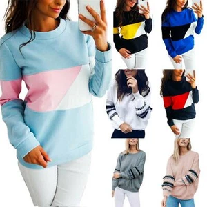 Womens Long Sleeve Hooded Sweatshirt Jumper Ladies Casual Hoodies Pullover Tops - Picture 1 of 15