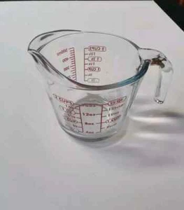 Anchor Hocking Glass 2 Cup w/Red Lettering Measuring Cup - Picture 1 of 5