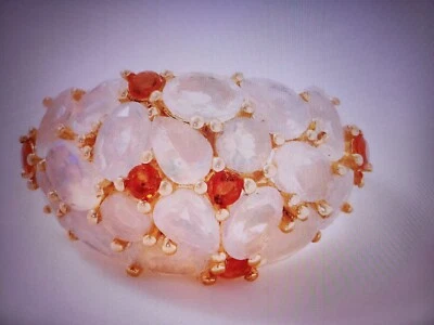 Anillo de diseñador GENUINO de plata 925 con ópalos etíopes y de fuego talla 8 nuevo sin etiquetas  Foto 1 de 4