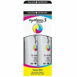 Daler Rowney System 3 Acrylic Paint Twin Pack 2 x Titanium White 150ml - Picture 1 of 1