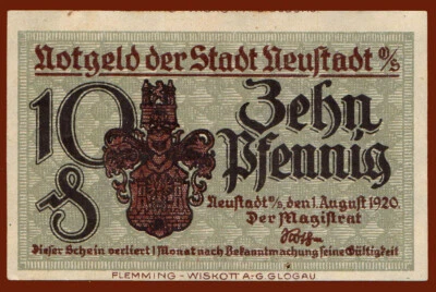 #38567 Neustadt, Germany 1920. Notgeld local banknote 10 pf. - Image 1 of 2