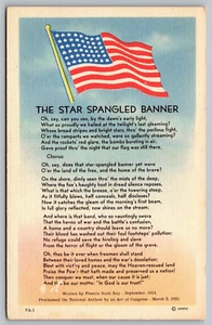 Postkarte Vintage The Star Spangled Banner Nationalhymne um 1931 G9 - Bild 1 von 2