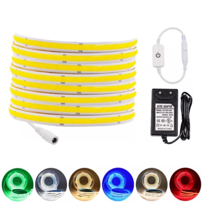 Dimmbar 5V 12V LED COB Stripe Streifen Warmweiß Leiste Band Keine Lichtpunkte - Bild 1 von 4