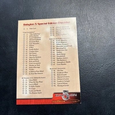 Jb21 Babylon 5 Special Edition 1997 Skybox #72 Checklist - Image 1 of 2