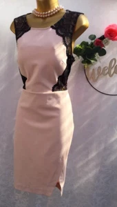 New Kardashian Kollection At LIPSY Size 16 NUDE LACE DETAIL FITTED WIGGLE DRESS - Picture 1 of 12