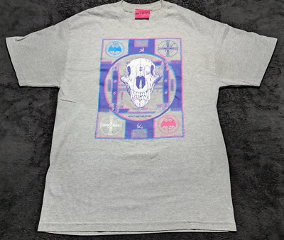 Mishka NYC Large Graphic Skull Tee Cyberpunk OOP Gray Streetwear T-Shirt - Image 1 of 4