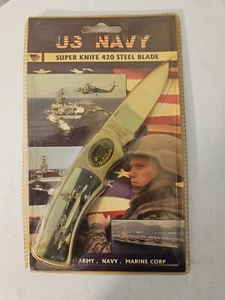 US Navy Super Knife 420J2 Stainless Steel Blade Collector Pocket Knife NEW - Picture 1 of 6