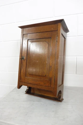 Antique French Wooden Wall Cabinet Cupboard Bathroom Cabinet Oak Wood Cover