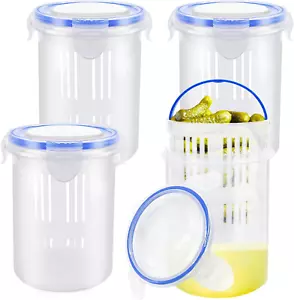 4 Pcs Pickle Container with Strainer,24 Oz Pickle Jar with Leak Proof and Lock I - Picture 1 of 12