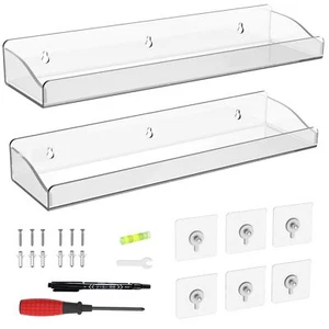 15 Inch 2 Pack Clear Acrylic Floating Wall Shelves - Picture 1 of 6