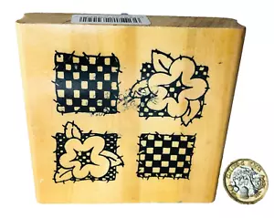 Libro de chatarra artesanal arte a cuadros flor sello tinta goma ncb - Imagen 1 de 5