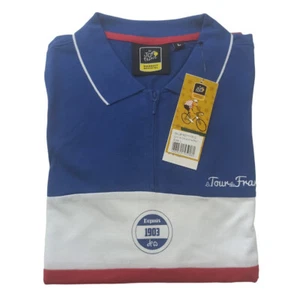 Tour De France POLO Shirt Large Red White Blue French Bicycle Race Tricolore - Picture 1 of 12