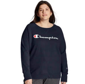 Champion Women's Powerblend Boyfriend Pullover Navy Plus Size 2X 1902 - Picture 1 of 1