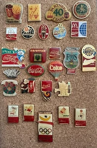 Vintage Coca Cola Konvolut 26 Pins aus Olympia, Super Bowl, McDonald’s etc. - Bild 1 von 14