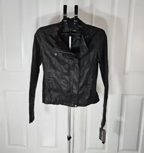 Black Rivet Womens Leather Jacket Large - Picture 1 of 20