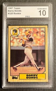 1987 Topps #320 Barry Bonds Rookie Graded PRO Gem Mint 10