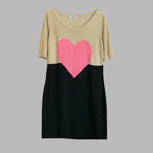 Vintage Moschino Cheap and Chic Metallic Gold Heart Knit Mini Dress | UK 12 - Picture 1 of 7