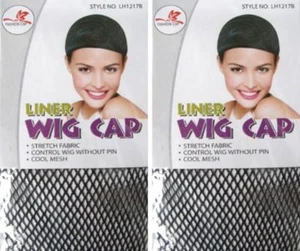 Lote de 2 tapas elásticas de peluca delineador de red de cabello negro - Imagen 1 de 4