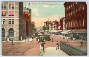 1912 WASHINGTON DC F STREET NW TROLLEY CARS BON TON SHOPPING DIXTRICT POSTCARD - Picture 1 of 2