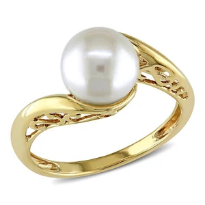 Amour 10k Yellow Gold Cultured Freshwater Pearl Ring - Picture 1 of 5